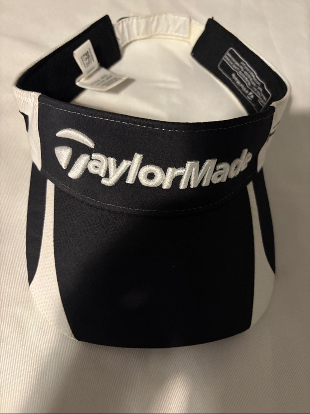 TaylorMade Black and White Golf Visor with Embroidered Logo